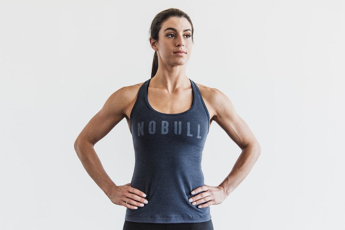 Nobull Racerback Women\'s Tank Tops Navy | Australia (OB2064)